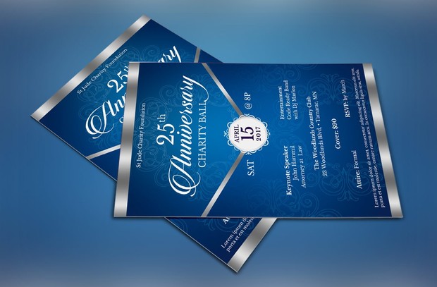 Blue Silver Anniversary Gala Flyer Publisher Word Template