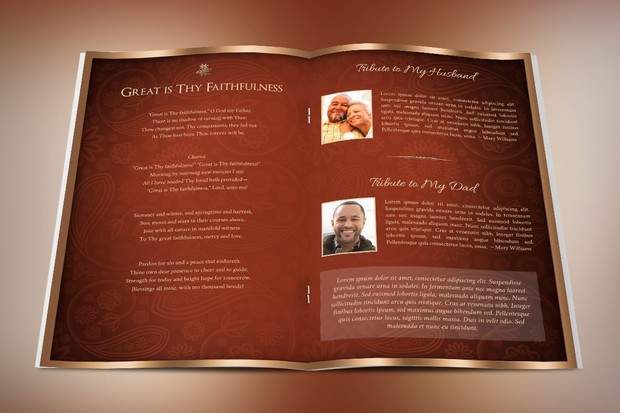 Copper Dignity Funeral Program Publisher Template