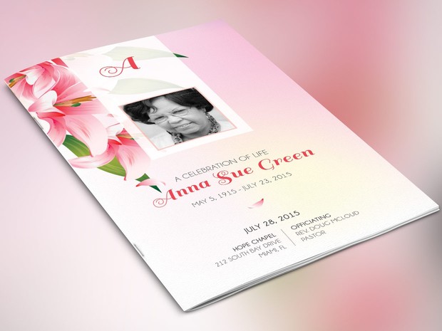 Petals Funeral Program Publisher Template