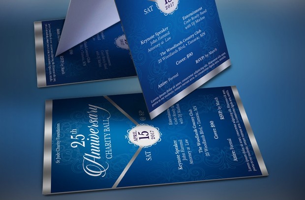 Blue Silver Anniversary Gala Flyer Publisher Word Template