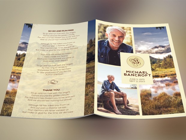 Nature Funeral Program Photoshop Template v2