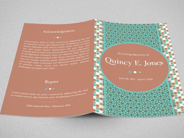 Turquoise Funeral Program Template