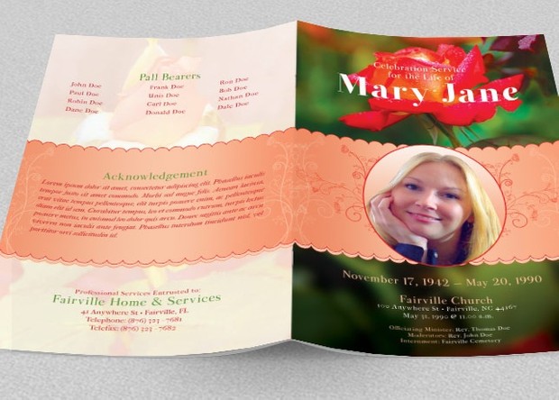 Roses Funeral Program Template