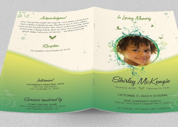 Princess Funeral Program Photoshop Template