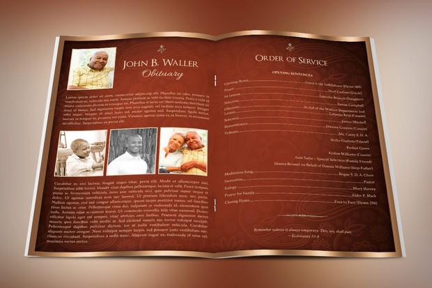 Copper Dignity Funeral Program Publisher Template