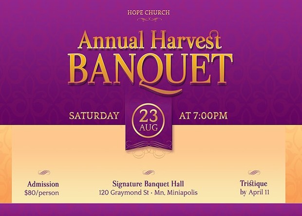 Church Harvest Banquet Postcard Template