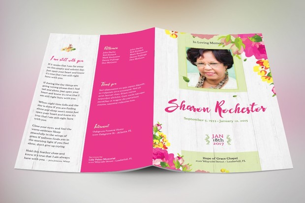 Floral Funeral Program Template