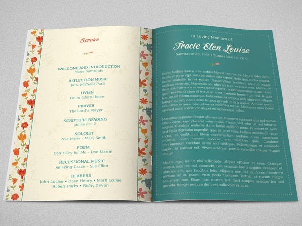 Floral Glory Funeral Program