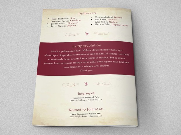 Watercolor Funeral Program Template