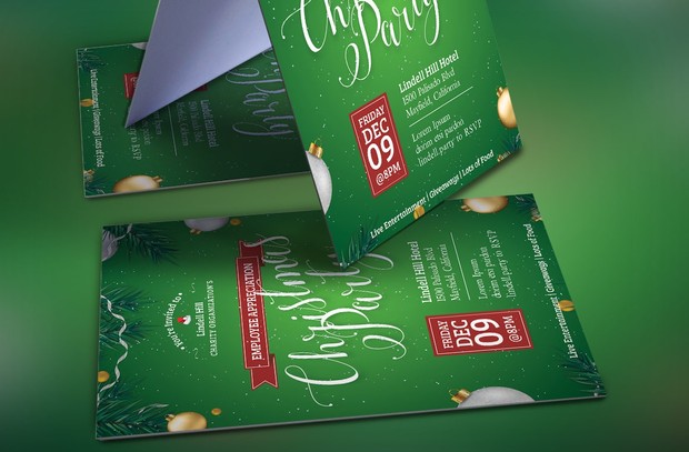 Green Christmas Party Flyer Template