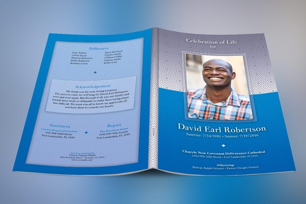 Blue Diamond Funeral Program Template