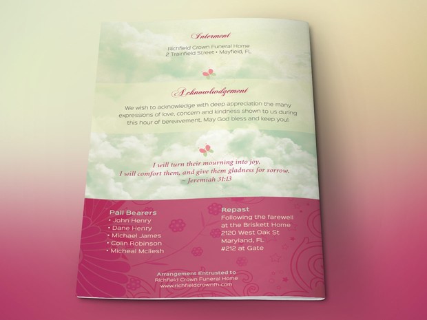 Memory Funeral Program Template