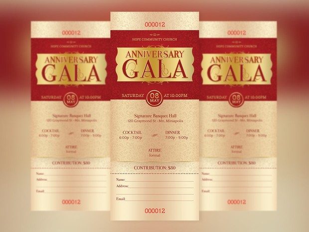 Anniversary Gala Ticket Template