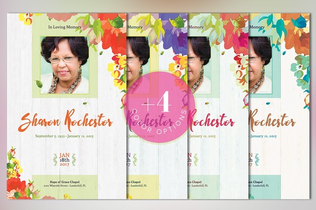 Floral Funeral Program Template