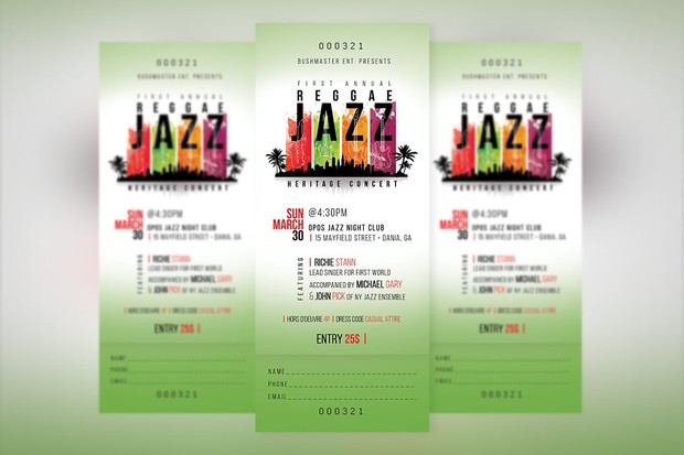 Reggae Jazz Ticket Template