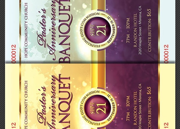 Clergy Anniversary Banquet Ticket Template