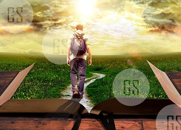 Man Walking on Path Leading Through Bible-2A
