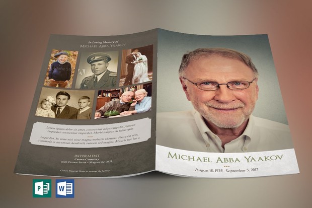 Retro Funeral Program Publisher Word Template