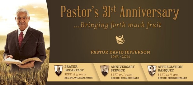 Pastor Anniversary Banner Template - Harvest