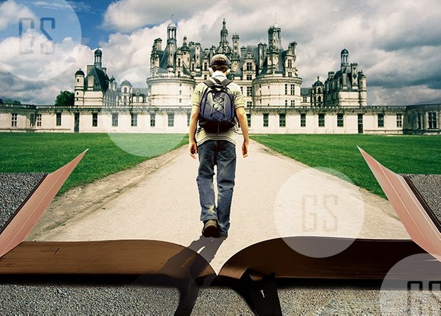 Man Walking on Path Leading Through Bible-3A