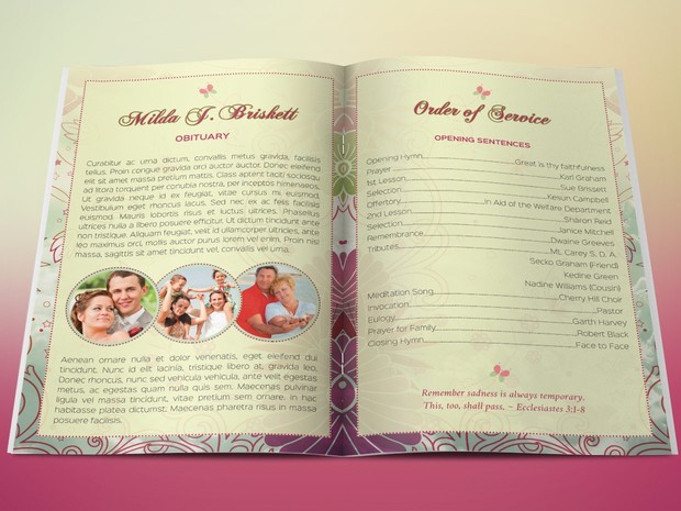 Memory Funeral Program Template