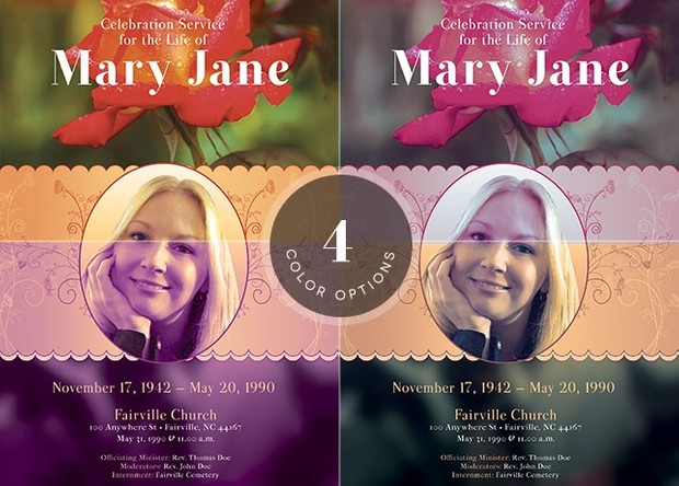 Roses Funeral Program Template