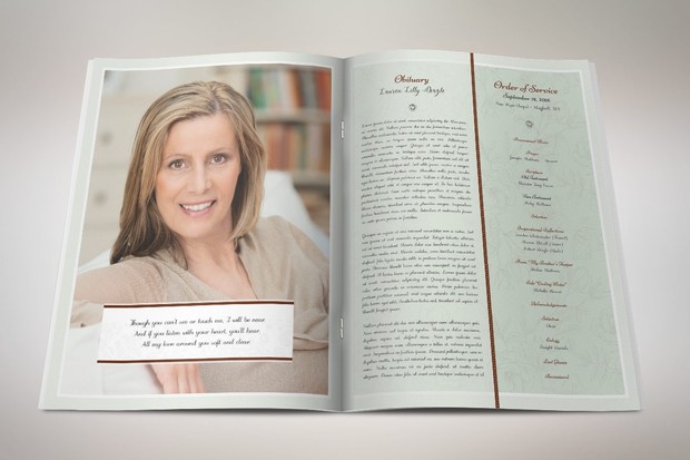 Vintage Rose Funeral Program Template