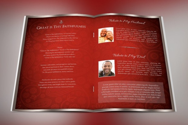 Crimson Dignity Funeral Program Publisher Template