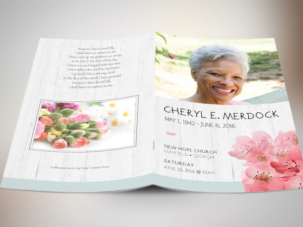 Magnolia Bi-Fold Funeral Program Publisher Template