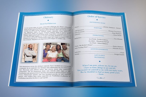 Blue Diamond Funeral Program Template