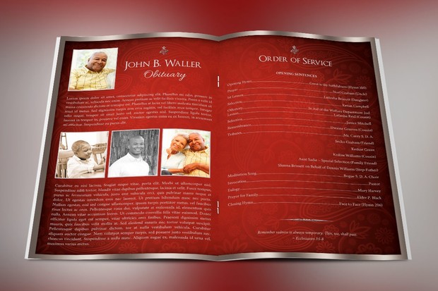 Crimson Dignity Funeral Program Publisher Template