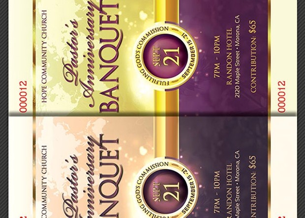 Clergy Anniversary Banquet Ticket Template