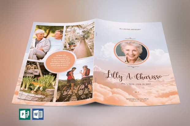 Heaven Funeral Program Publisher Word Template