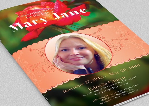 Roses Funeral Program Template