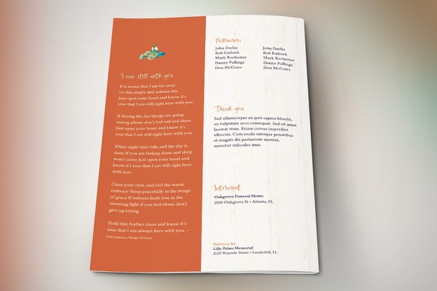Autumn Floral Funeral Program Template