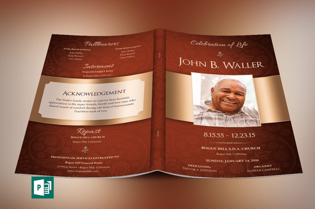 Copper Dignity Funeral Program Publisher Template