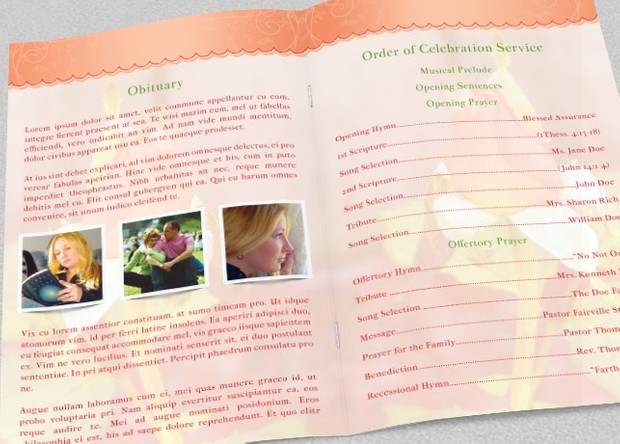 Roses Funeral Program Template