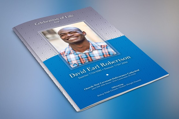 Blue Diamond Funeral Program Template