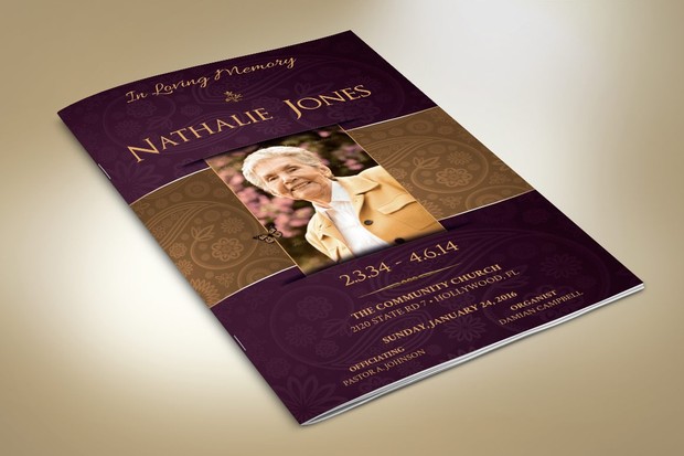Royal Funeral Program Publisher Word Template - 4 Pages