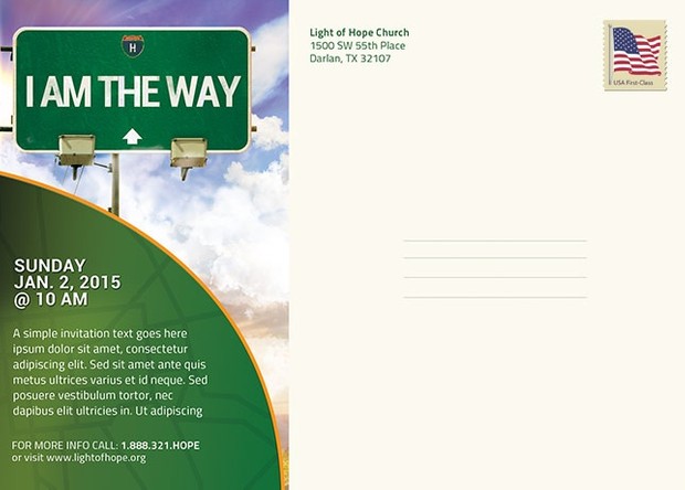 I Am The Way Church Postcard Template