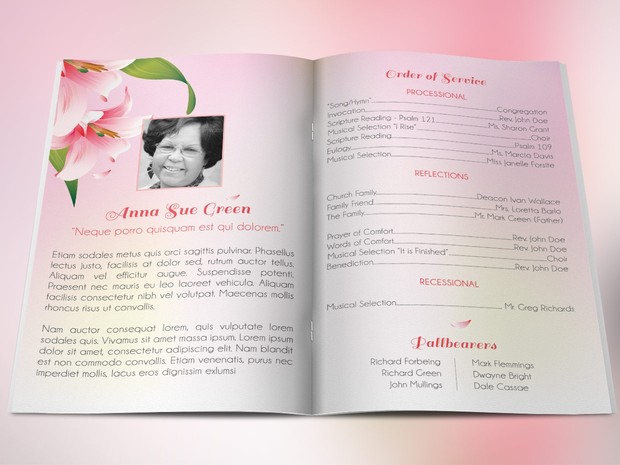Petals Funeral Program Publisher Template