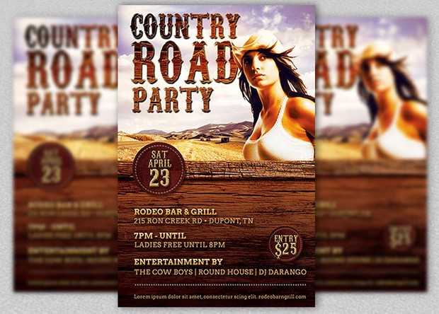 Country Road Party Flyer Template