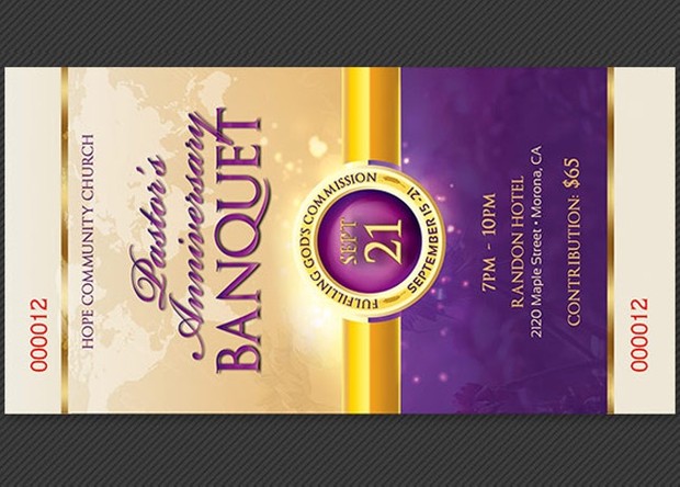 Clergy Anniversary Banquet Ticket Template
