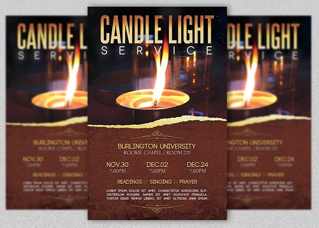 Candle Light Service Flyer Template
