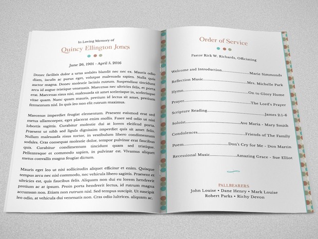 Turquoise Funeral Program Template