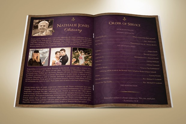 Royal Funeral Program Publisher Word Template - 4 Pages