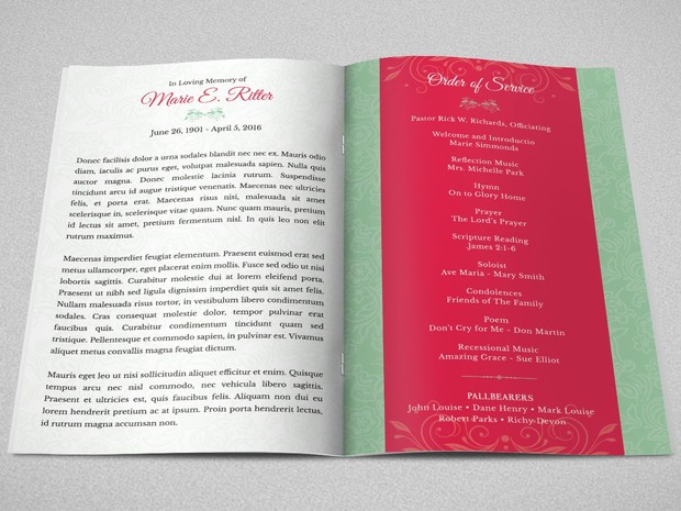 Vintage Funeral Program Template