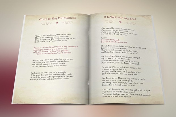Watercolor Funeral Program Publisher Template