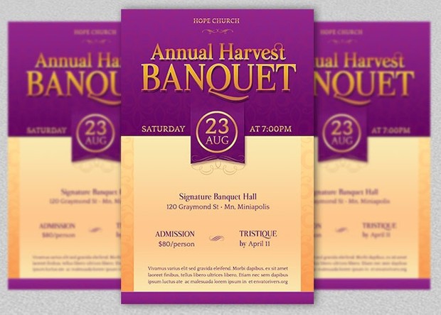 Church Harvest Banquet Flyer Template