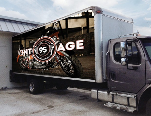Realistic Box Truck Mockup Template